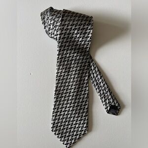 Geometric Black and Silver Tie By Countess Mara